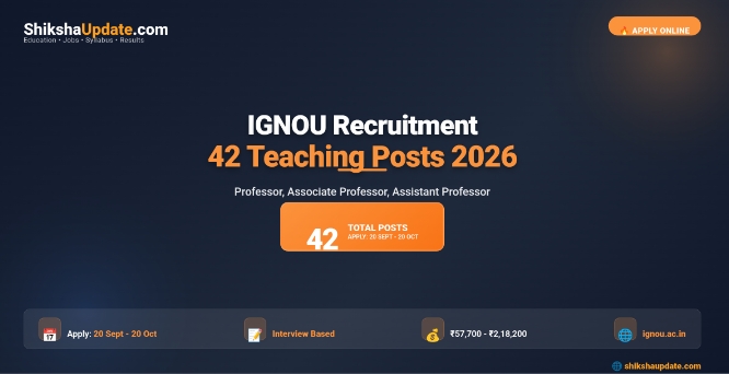 IGNOU Recruitment 2026 - 42 Teaching Posts Apply Online Link Active