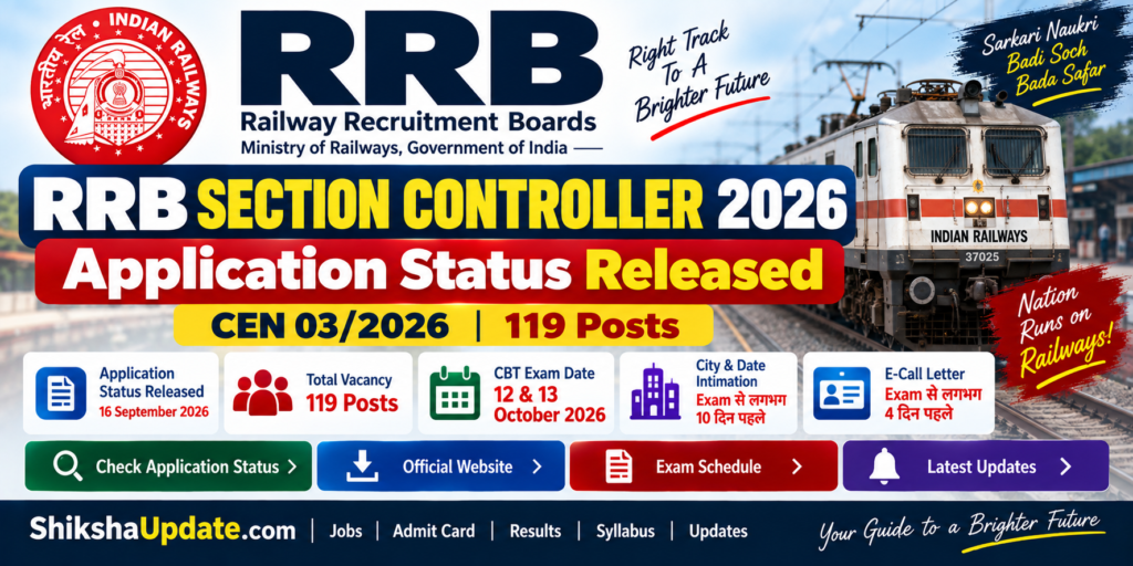 RRB Section Controller Application Status 2026 Released, 119 Posts, Check Status