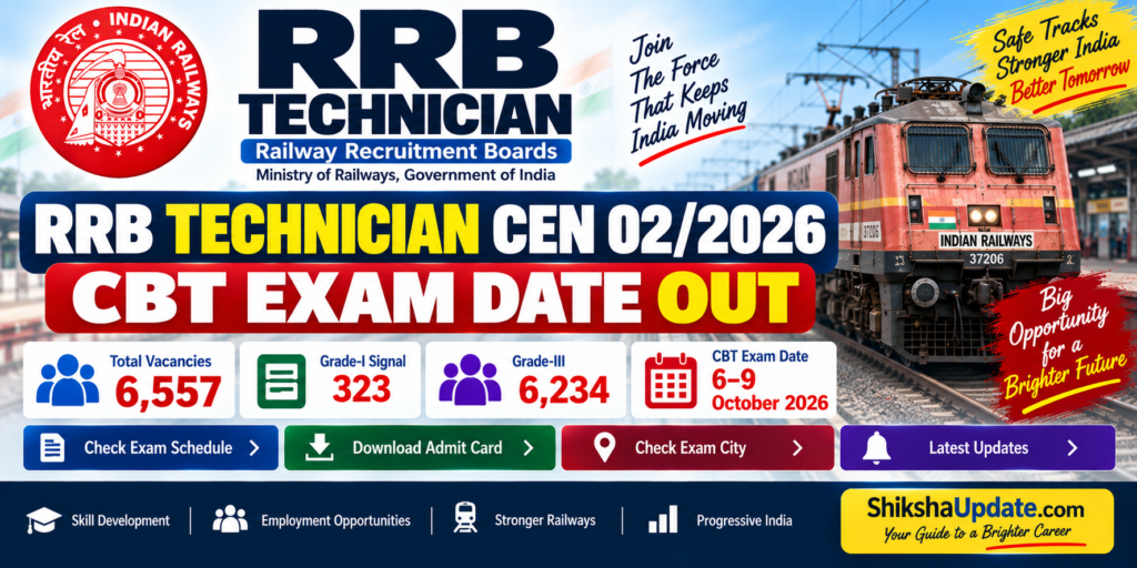 RRB Technician Exam Date 2026 Out, CEN 02/2026 CBT 6–9 October